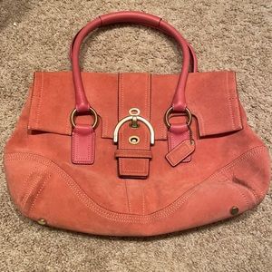 Peach suede Coach Handbag